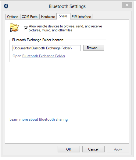 bluetooth file exchange windows 10